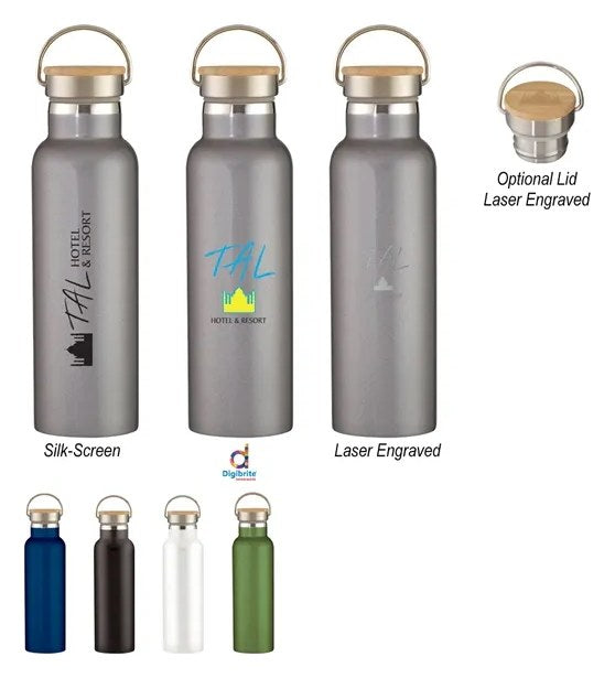 21 Oz. Tipton Recycled Stainless Steel Bottle With Bamboo...