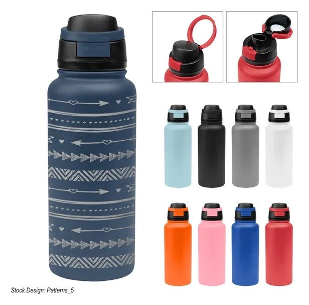 32 Oz. Full Laser Pop Sip Recycled Stainless Steel Bottle