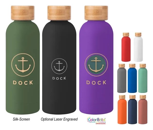 17 Oz. Blair Recycled Stainless Steel Bottle With Bamboo Lid